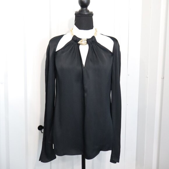 Jonathan Simkhai Womens Krishna Top Blouse Black Gold Chain Detail Size Small - Picture 1 of 8